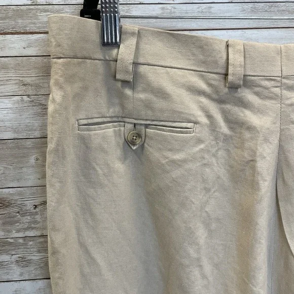 Sean John Mens 42x32 Pants Beige Pleated Linen Blend Cuffed Dress Lightweight - Picture 5 of 7